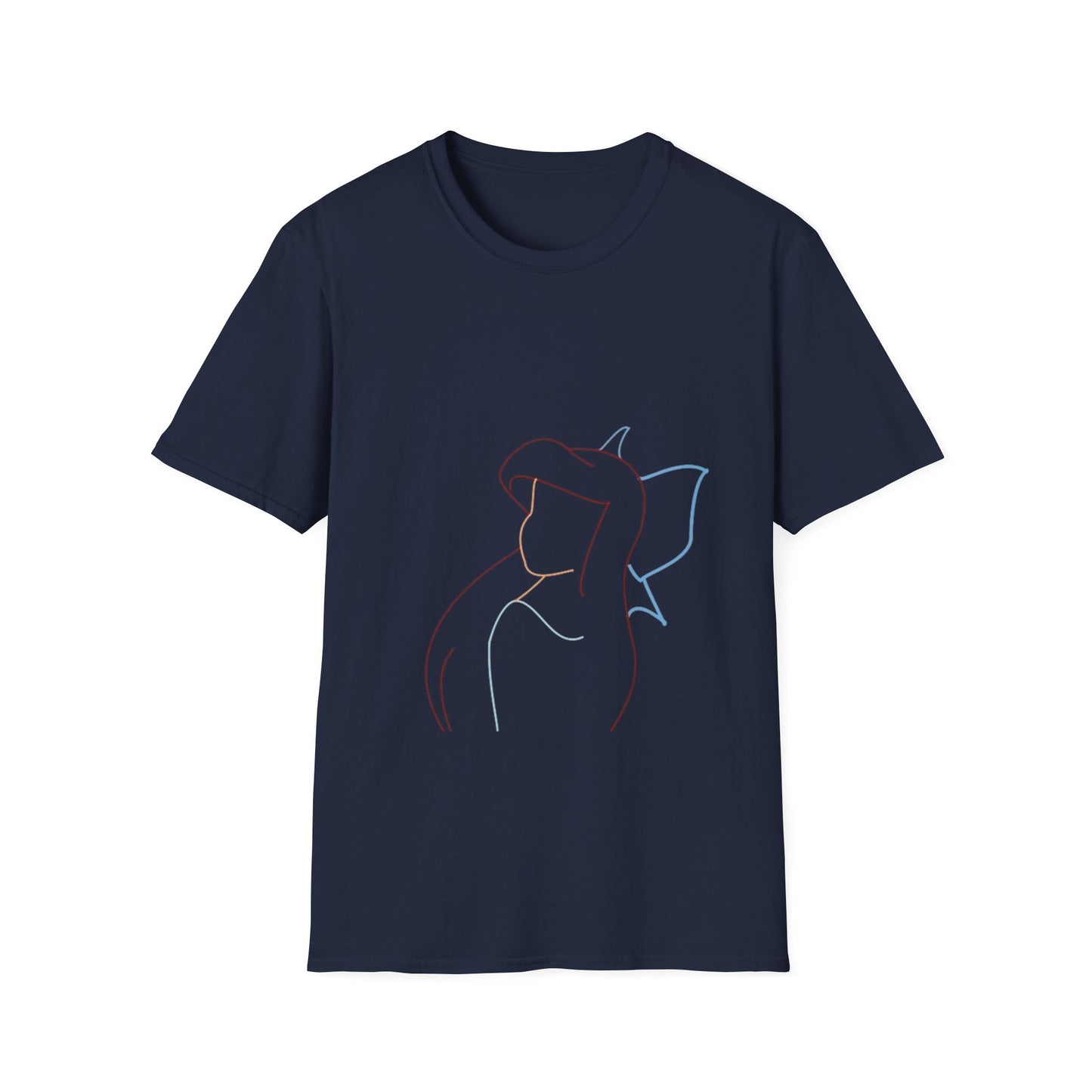 Close-up of the fabric of the Unisex Minimalist Line Art T-Shirt made from 100% organic cotton for a soft, breathable fit.