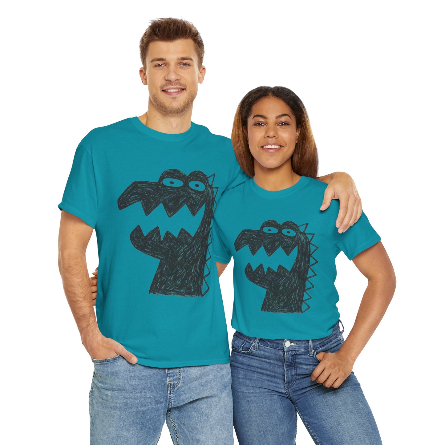 Dinosaur Graphic Tee, Unisex Cotton Shirt, Fun Casual Wear, Cute Monster Top, Gift for Kids and Teens, Birthday Celebration