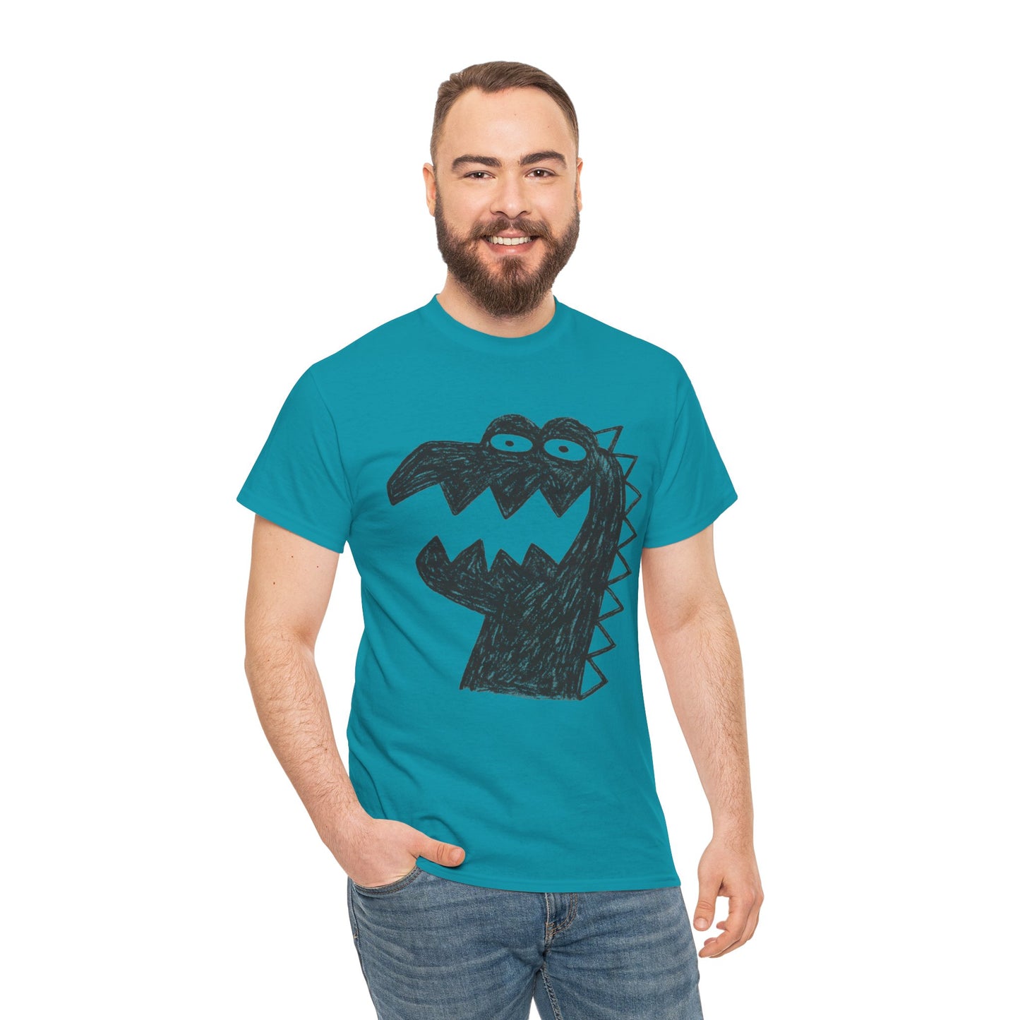 Dinosaur Graphic Tee, Unisex Cotton Shirt, Fun Casual Wear, Cute Monster Top, Gift for Kids and Teens, Birthday Celebration