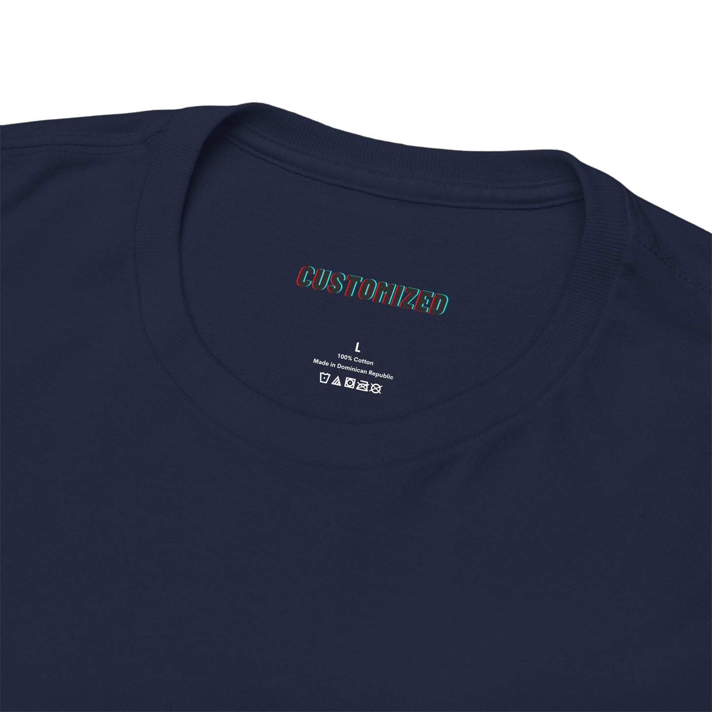 Close-up of the fabric texture of the Personalized Unisex Heavy Cotton Tee - Eco-Friendly, Comfortable, Custom Graphic Wear.