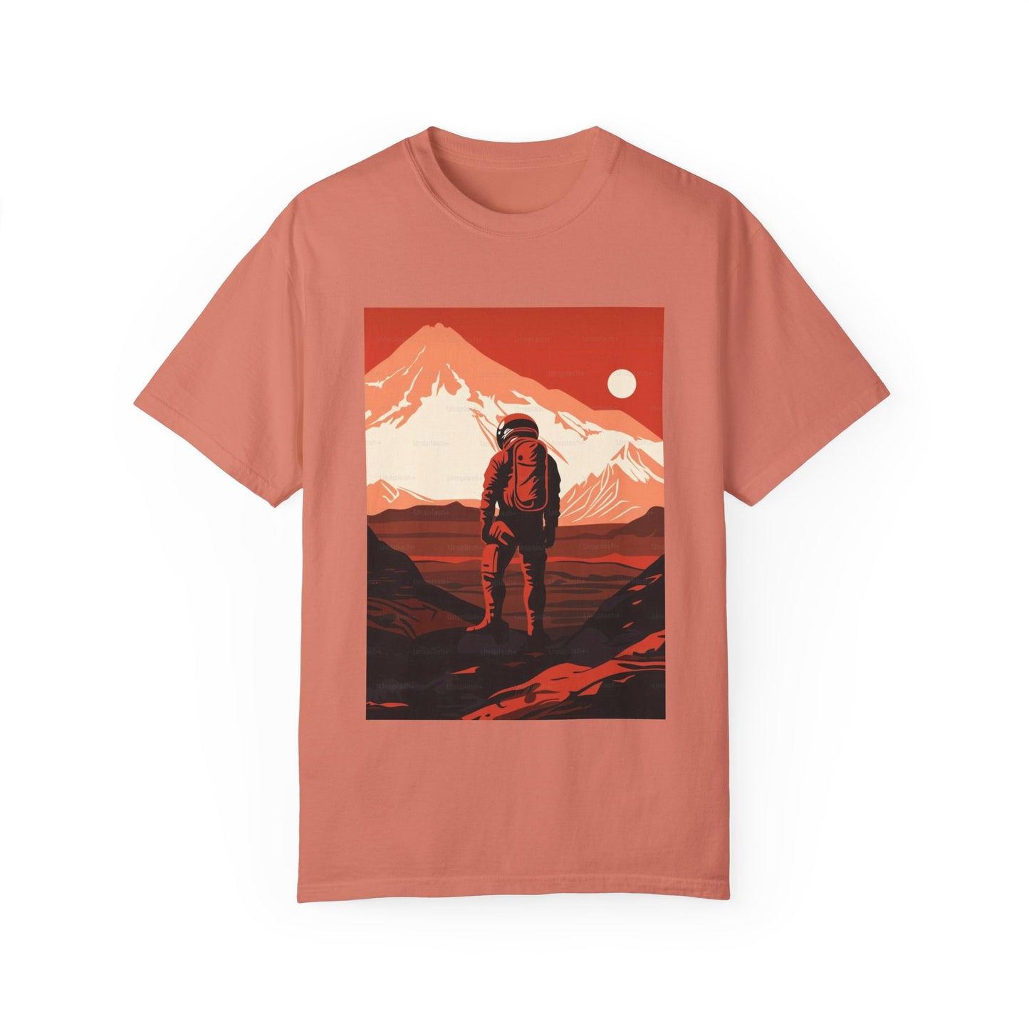 Man On Mars Graphic T-Shirt - Eco-Friendly Organic Cotton, Oversized Unisex Boho Tee featuring a unique hand-drawn graphic design.