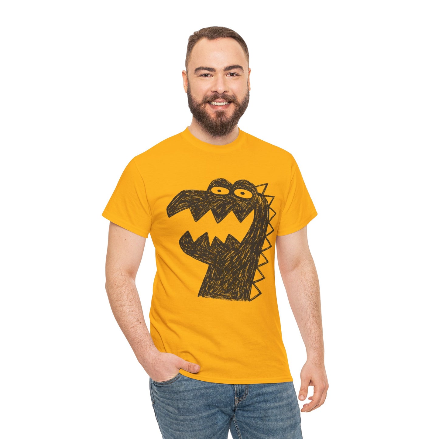 Dinosaur Graphic Tee, Unisex Cotton Shirt, Fun Casual Wear, Cute Monster Top, Gift for Kids and Teens, Birthday Celebration