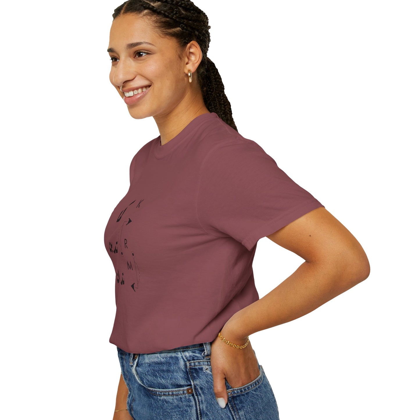 Karma Has Its Ways - Vintage Aesthetic Oversized Boho Pullover Tee in Organic Cotton worn during a vibrant festival event.