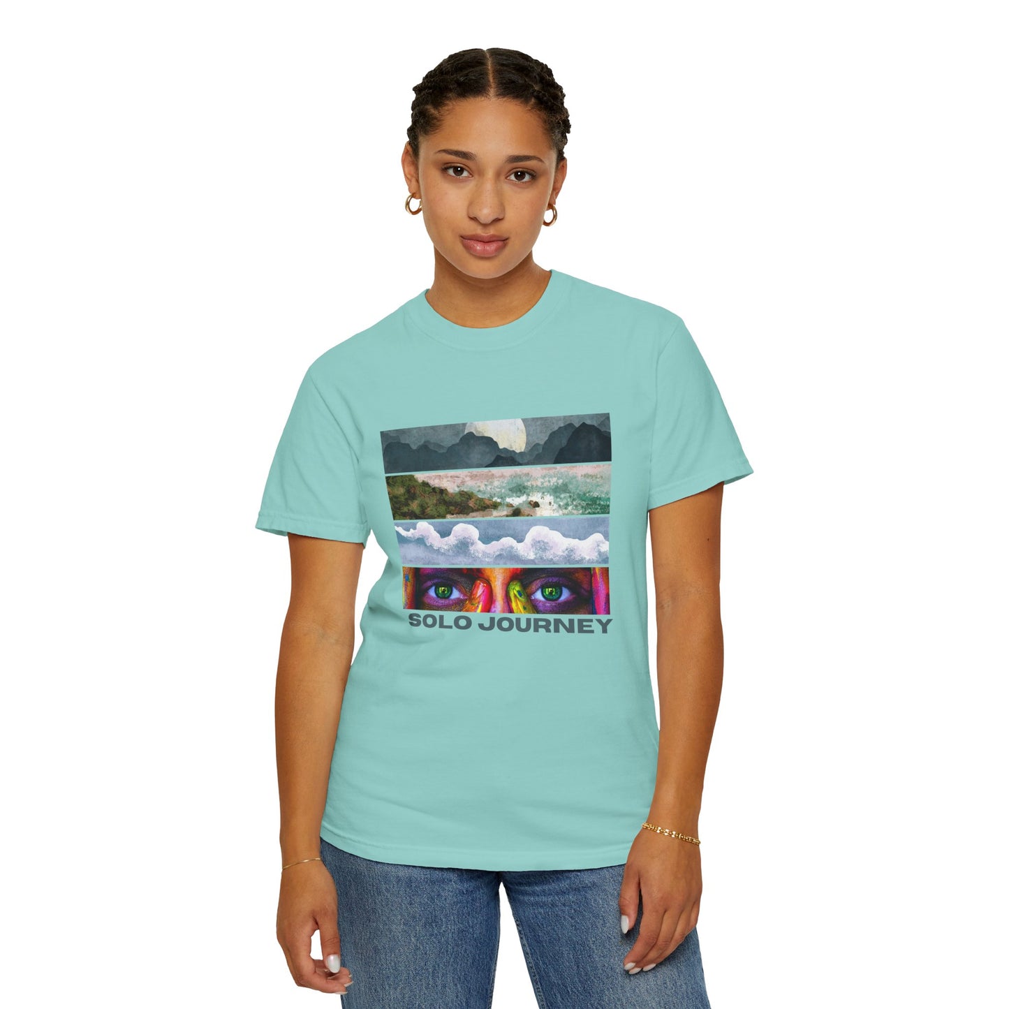 Vintage Aesthetic Oversized Boho T-Shirt 07 - Eco-Friendly Organic Cotton Tee draped beautifully on a hanger, emphasizing its eco-friendly materials and stylish design.