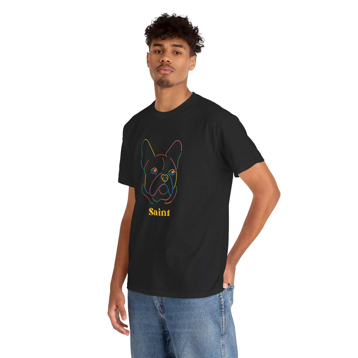 Saint French Bulldog Unisex Heavy Cotton Tee - Colorful Pet Graphic T-Shirt