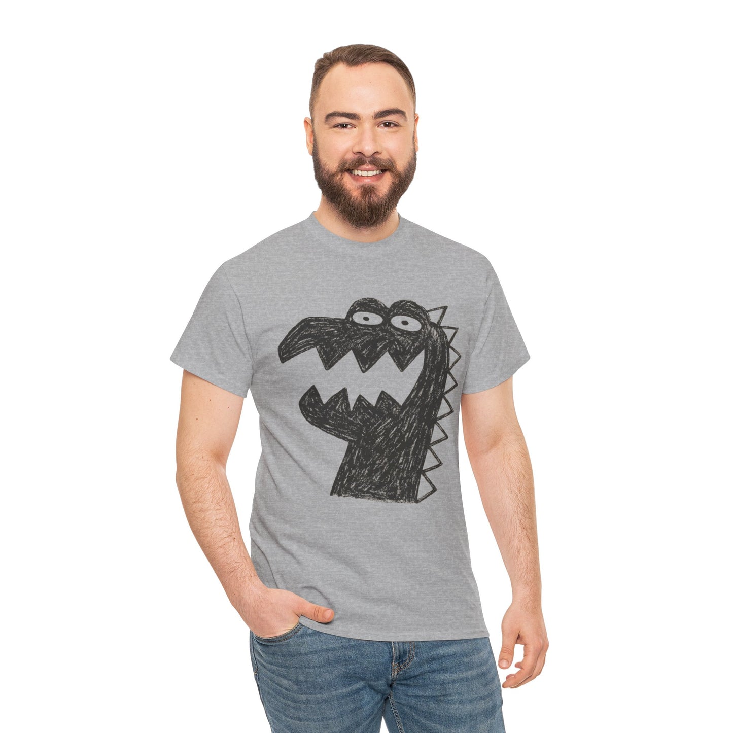 Dinosaur Graphic Tee, Unisex Cotton Shirt, Fun Casual Wear, Cute Monster Top, Gift for Kids and Teens, Birthday Celebration