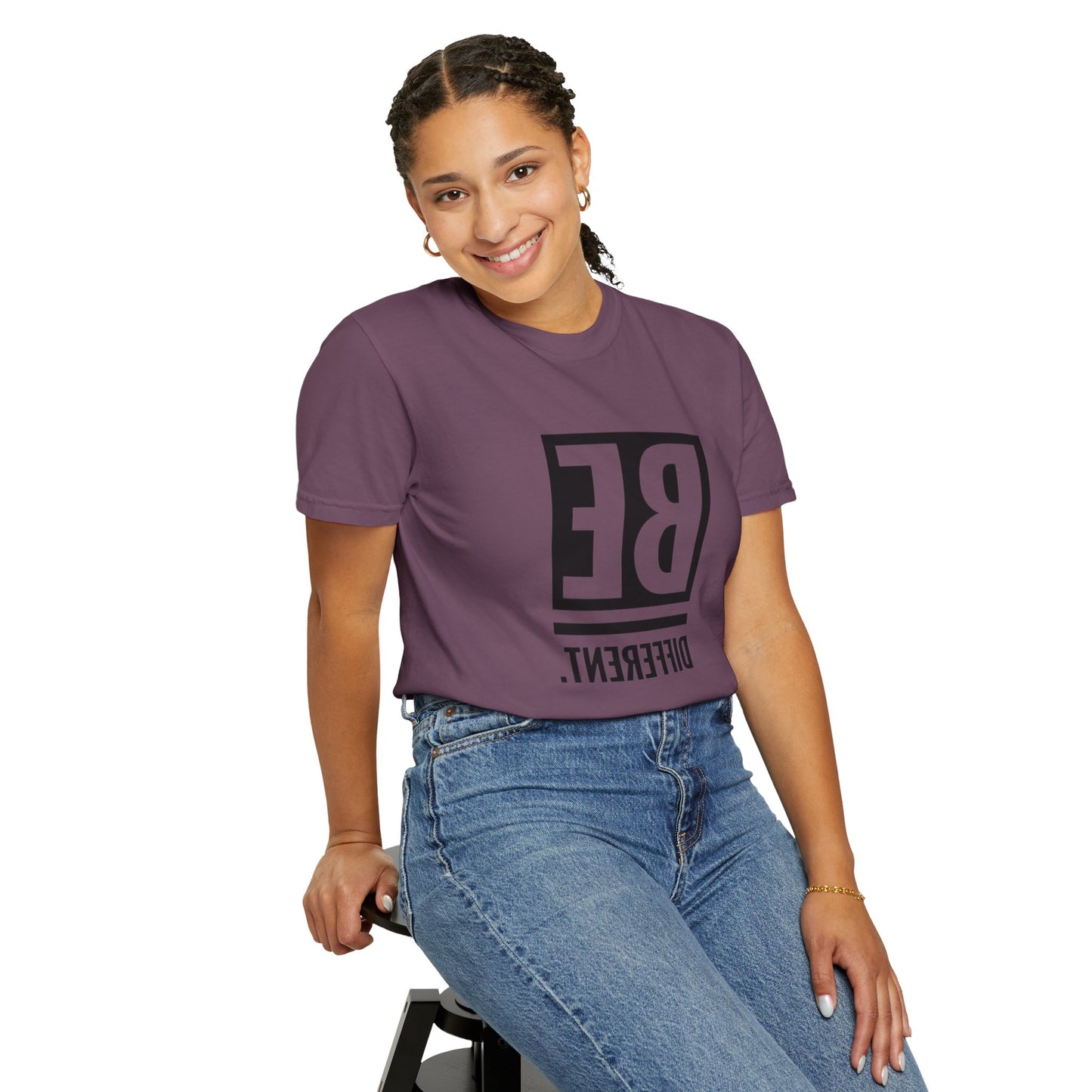 Be Different Art Graphic Oversized Boho T-Shirt - Eco-Friendly Organic Cotton Tee showcasing the unique hand-drawn design on soft organic cotton.