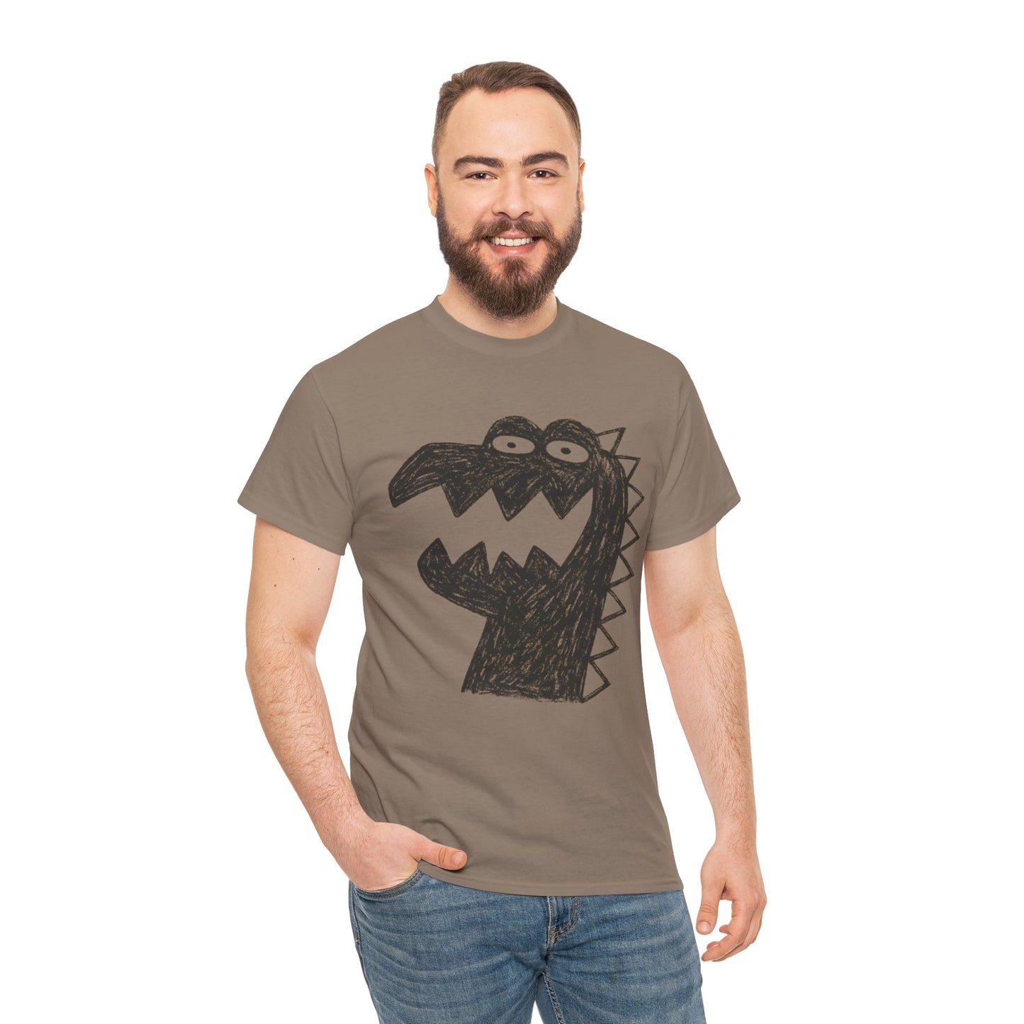 Dinosaur Graphic Tee, Unisex Cotton Shirt, Fun Casual Wear, Cute Monster Top, Gift for Kids and Teens, Birthday Celebration