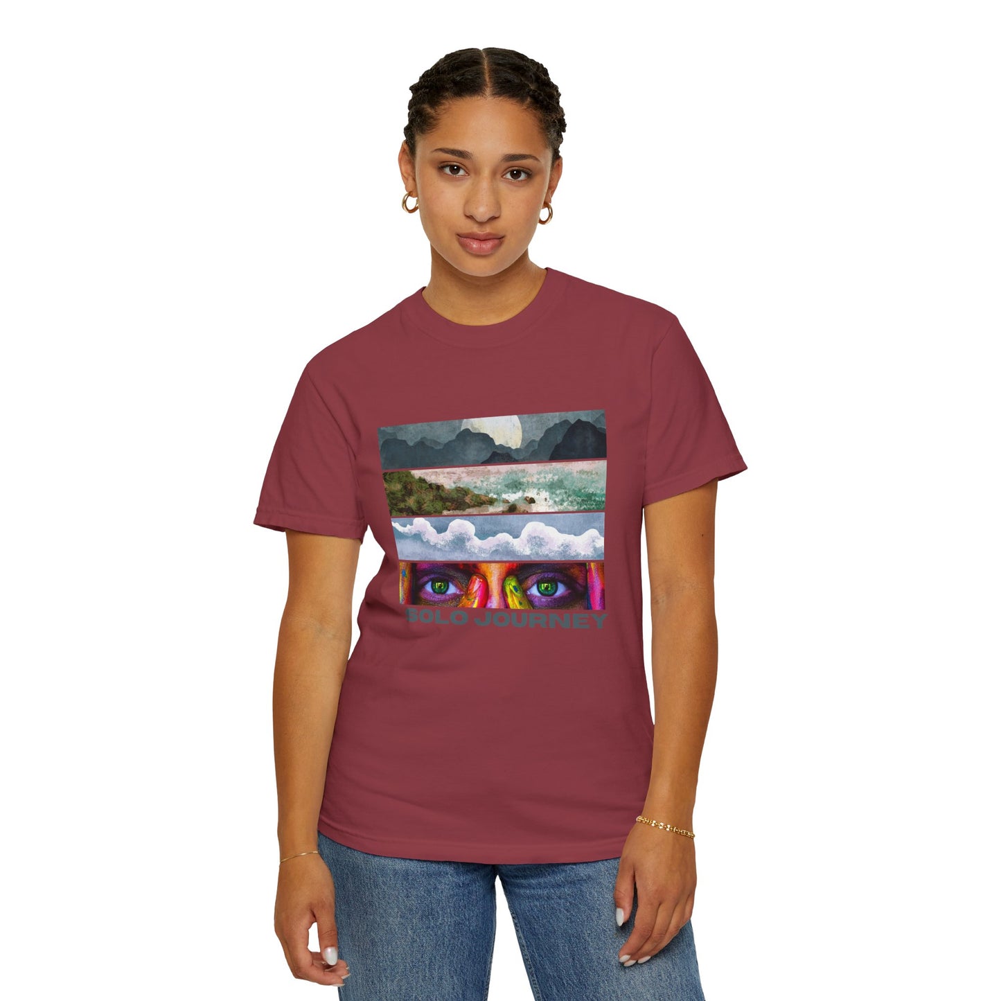Stylish outfit featuring the Vintage Aesthetic Oversized Boho T-Shirt 07, layered with casual accessories for a chic streetwear look.