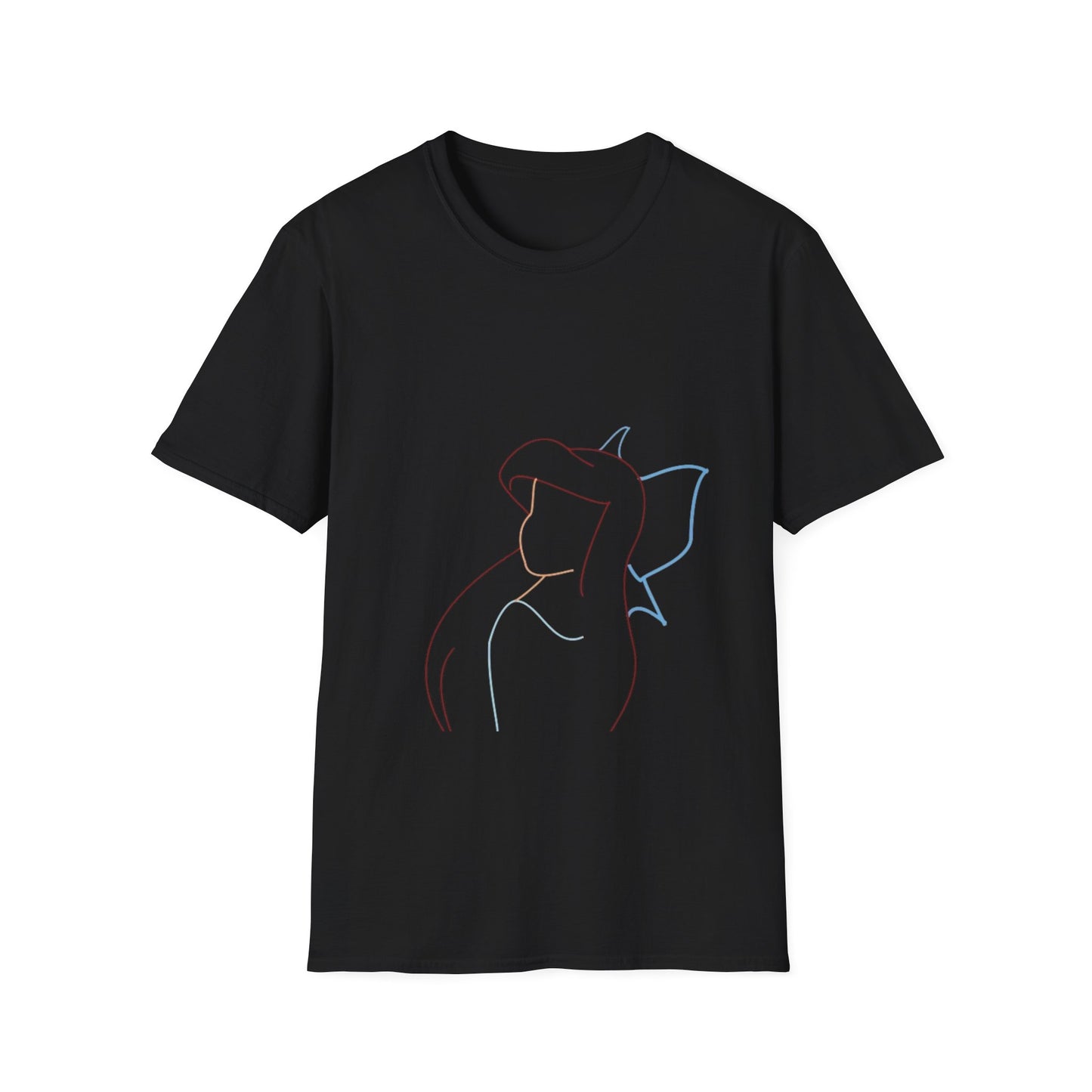 Model wearing the Unisex Minimalist Line Art T-Shirt, showcasing the chic and versatile design perfect for everyday outings.