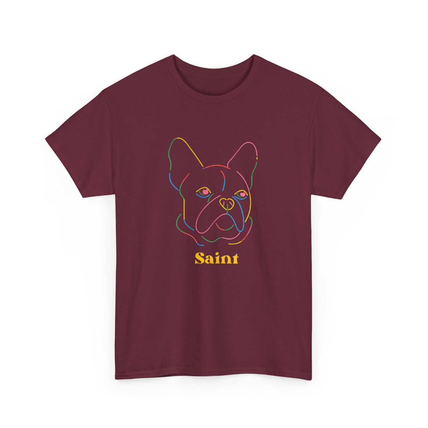 Saint French Bulldog Unisex Heavy Cotton Tee - Colorful Pet Graphic T-Shirt