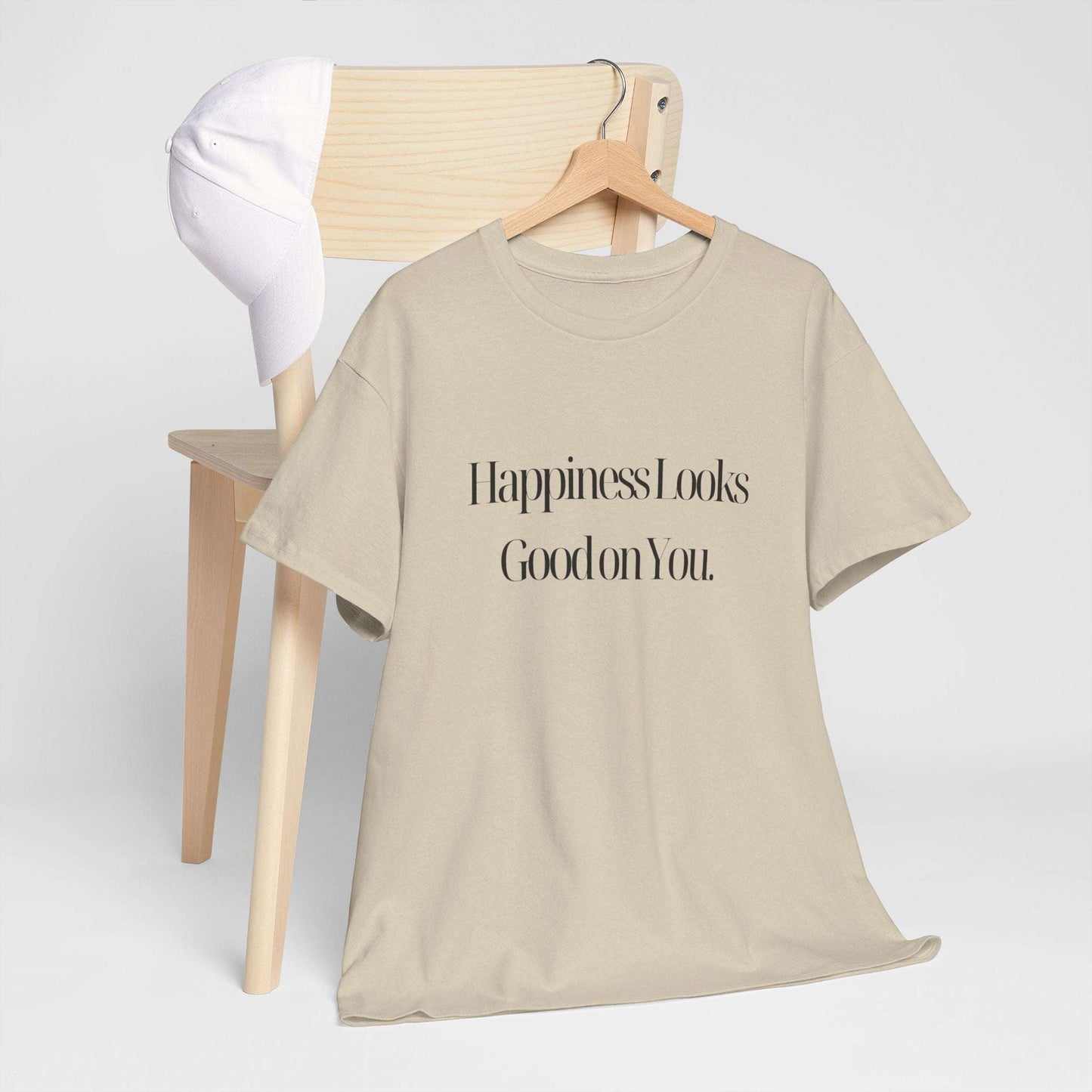 Happiness looks good on you Tshirt - Perfect for Motivation, Gifts, EvIntroducing our Unisex Heavy Cotton Tee, perfect for spreading positivity and comfort in your daily life. This versatile tee carries the uplifting message, "HappinesSolo JourneyInspiring Happiness Unisex Tee