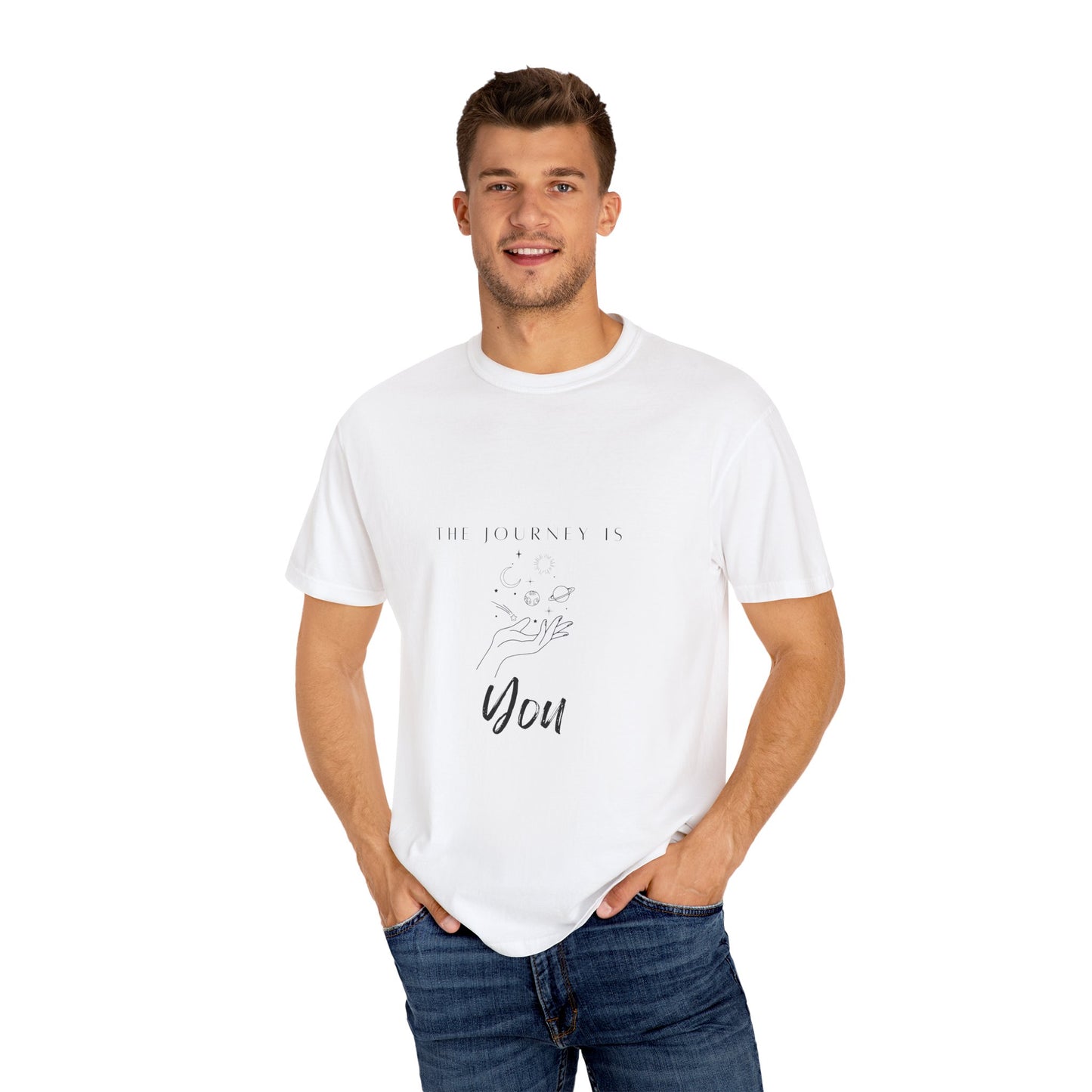 Fashionable model wearing the Vintage Aesthetic Oversized Boho T-Shirt Pullover styled with high-waisted jeans for a trendy look.