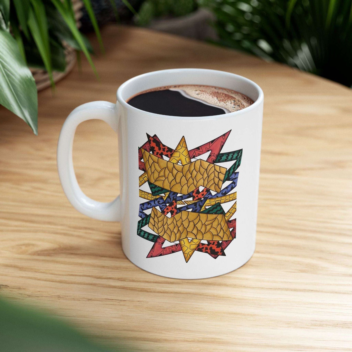 Colorful Geometric Ceramic Mug - Perfect for Coffee Lovers and Gifting by @almatar.art