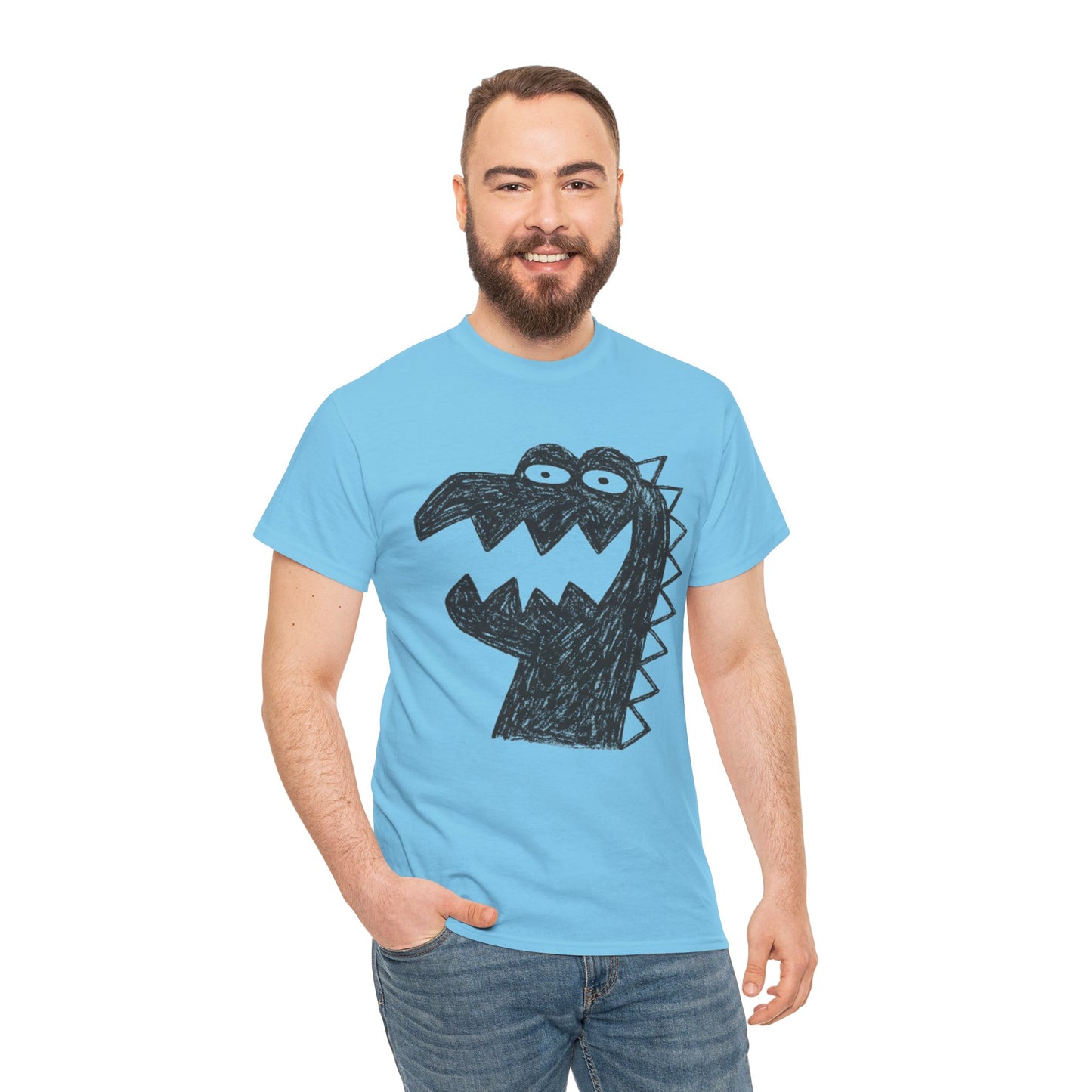 Dinosaur Graphic Tee, Unisex Cotton Shirt, Fun Casual Wear, Cute Monster Top, Gift for Kids and Teens, Birthday Celebration