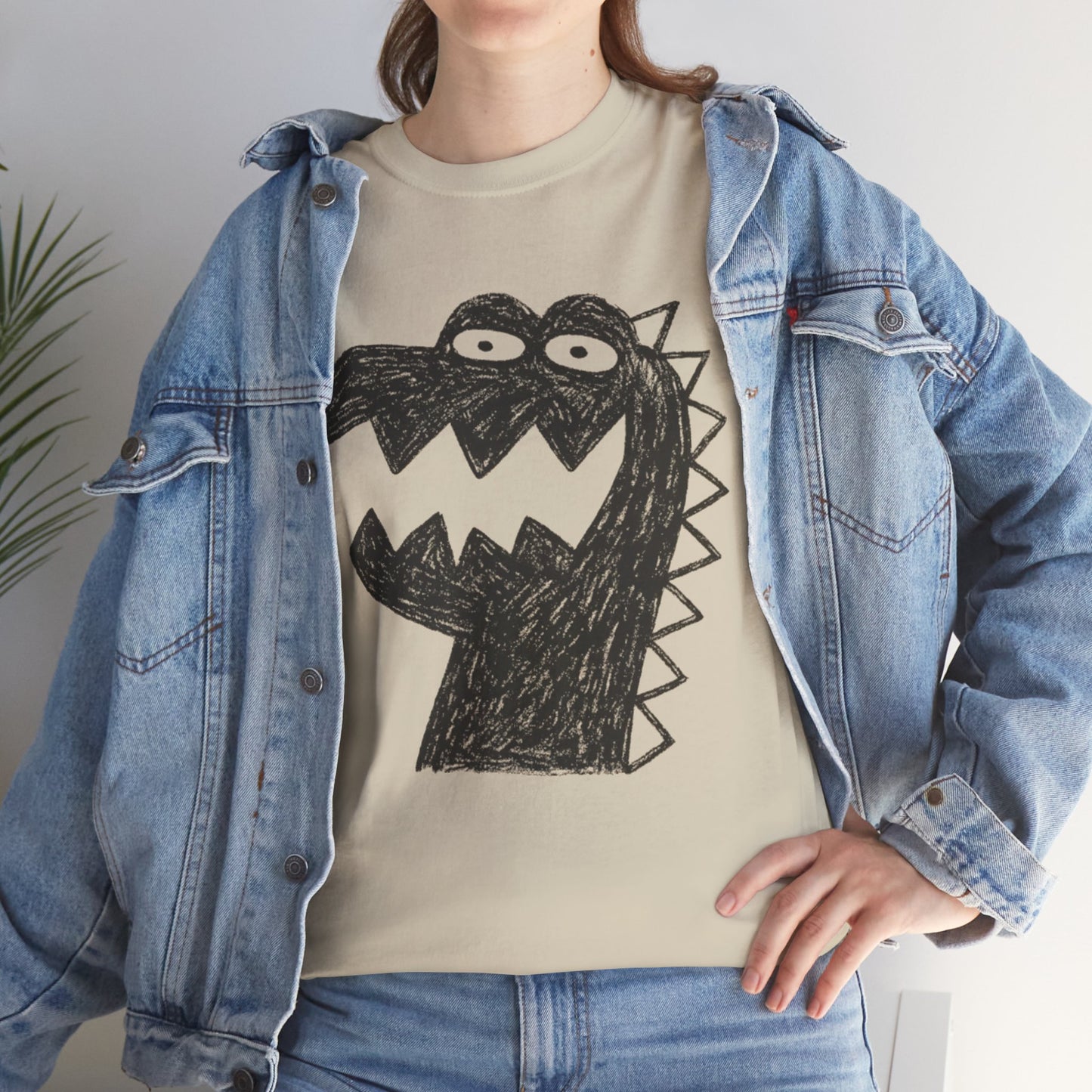 Dinosaur Graphic Tee, Unisex Cotton Shirt, Fun Casual Wear, Cute Monster Top, Gift for Kids and Teens, Birthday Celebration