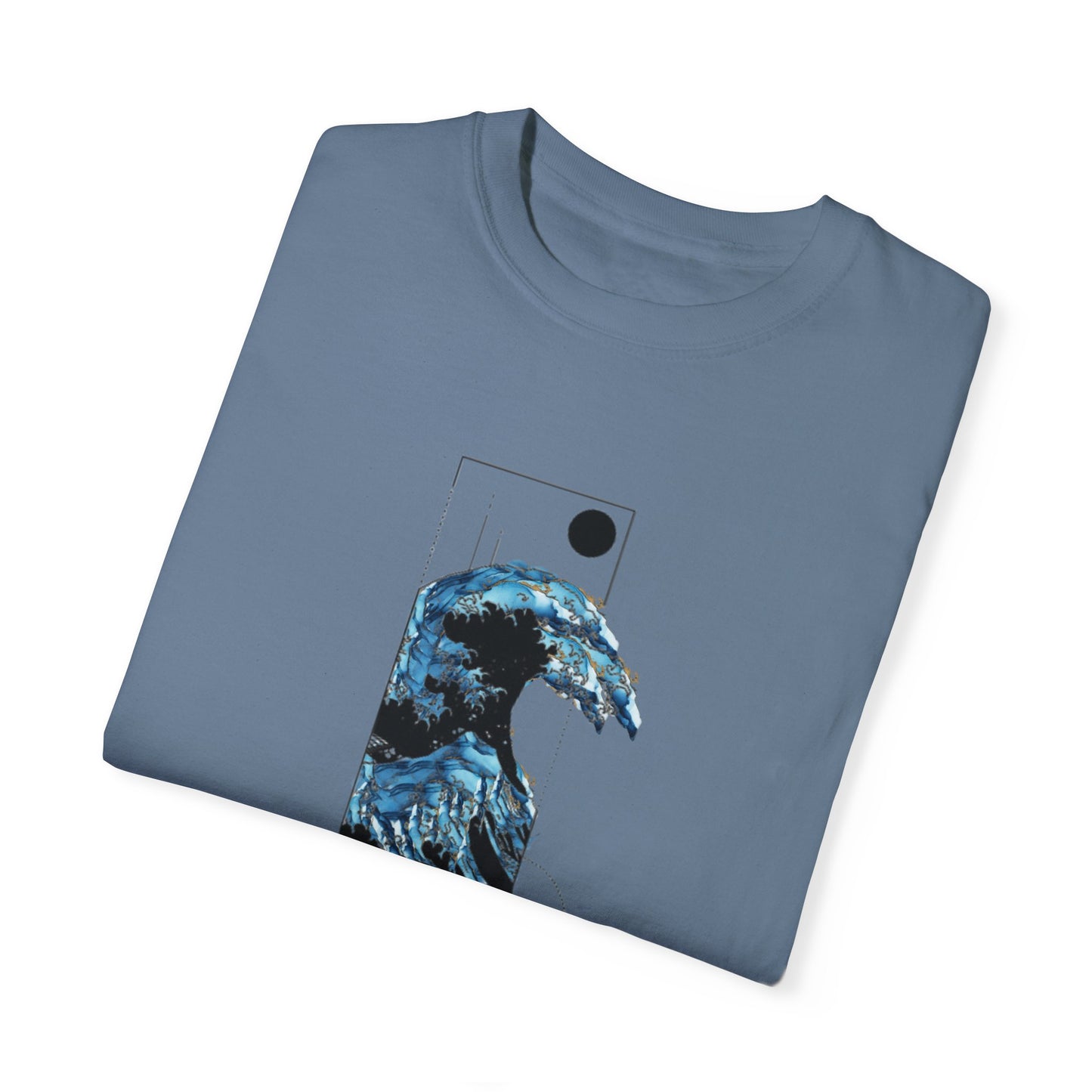 Oversized Boho T-Shirt in organic cotton, showcasing the Waves Art Vintage Aesthetic for a comfy and eco-friendly vibe.