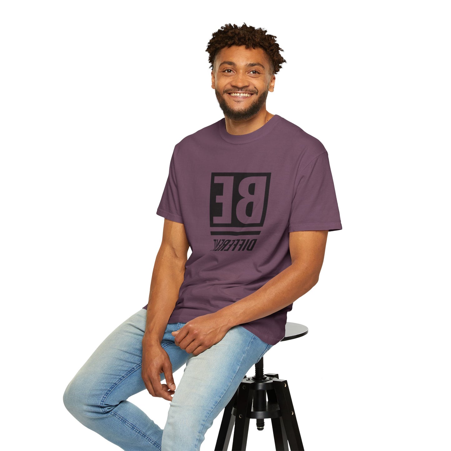 Be Different Art Graphic Oversized Boho T-Shirt - Eco-Friendly Organic Cotton Tee details showing the breathable fabric and durability of the graphic print.