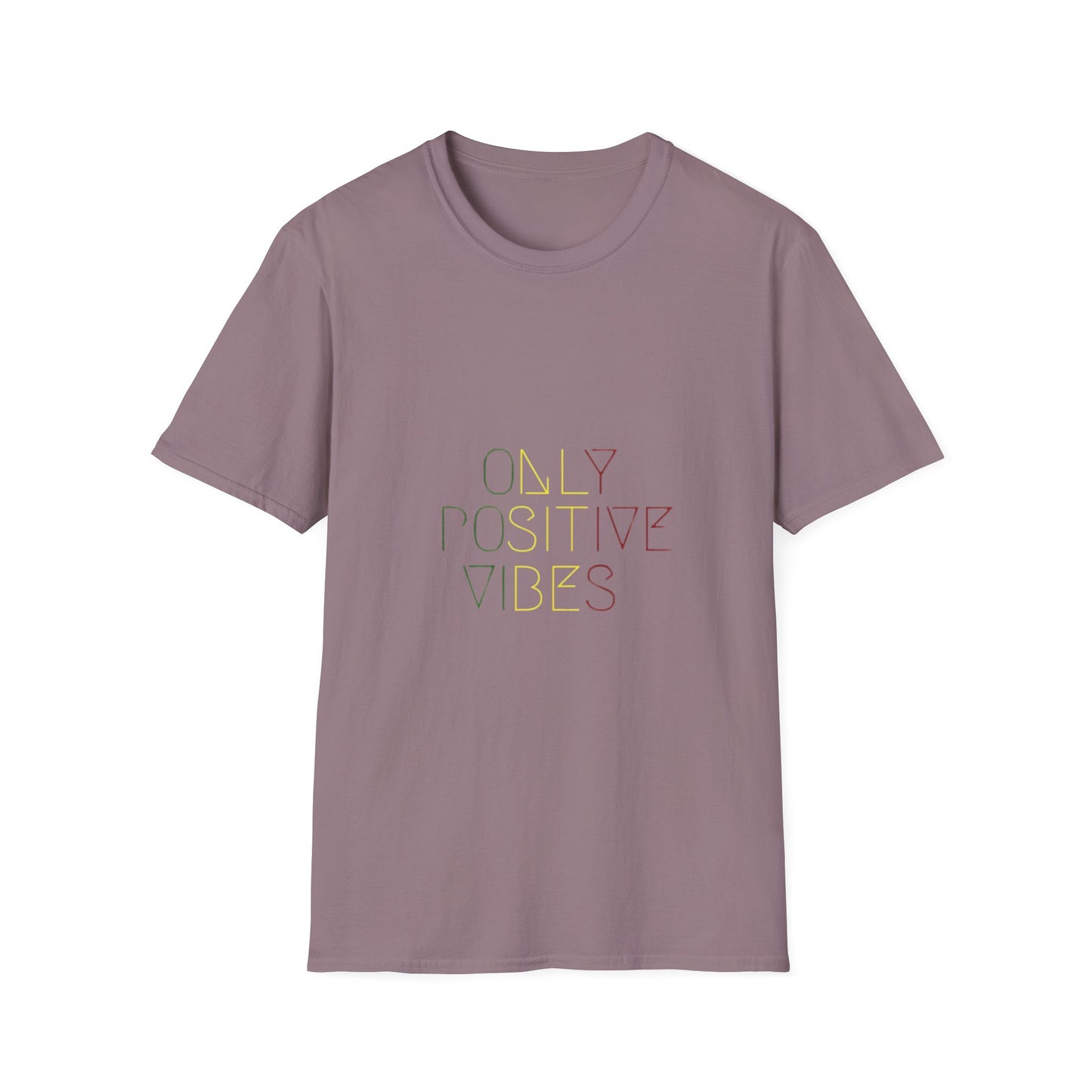 Close-up of Positive Vibes Unisex Softstyle T-Shirt's soft texture, made from 100% organic cotton.