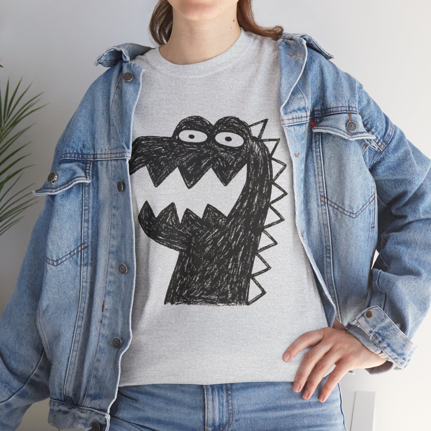 Dinosaur Graphic Tee, Unisex Cotton Shirt, Fun Casual Wear, Cute Monster Top, Gift for Kids and Teens, Birthday Celebration