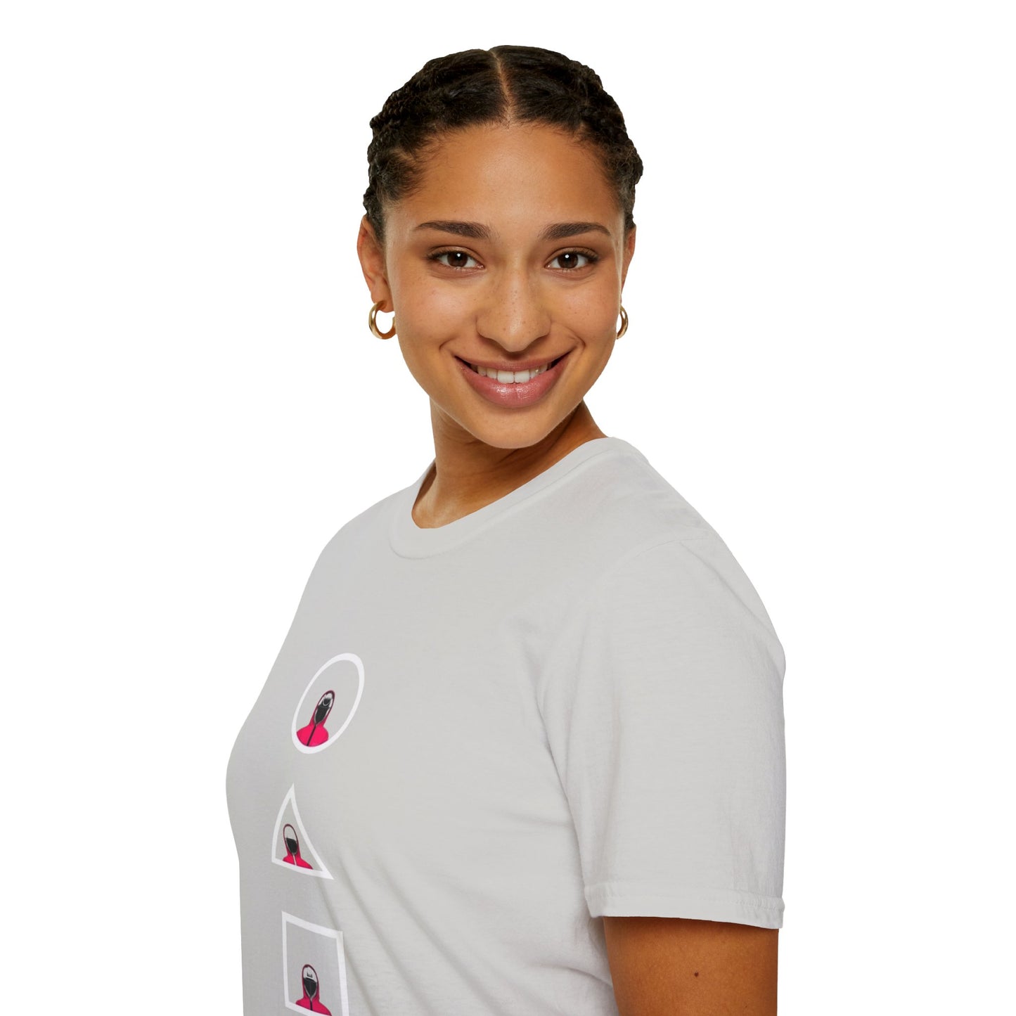 Eco-Friendly 100% Cotton Minimalist Graphic Tee on a hanger, highlighting its artistic hand-drawn prints.