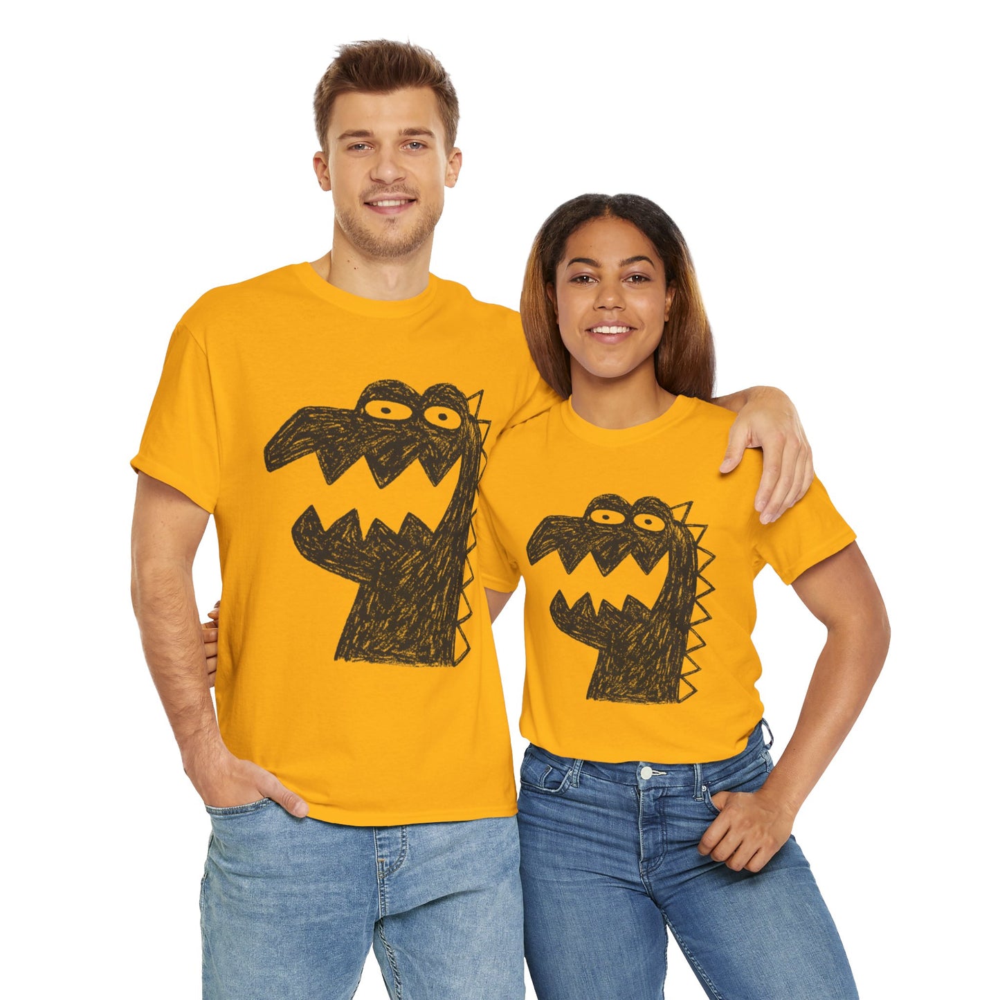 Dinosaur Graphic Tee, Unisex Cotton Shirt, Fun Casual Wear, Cute Monster Top, Gift for Kids and Teens, Birthday Celebration
