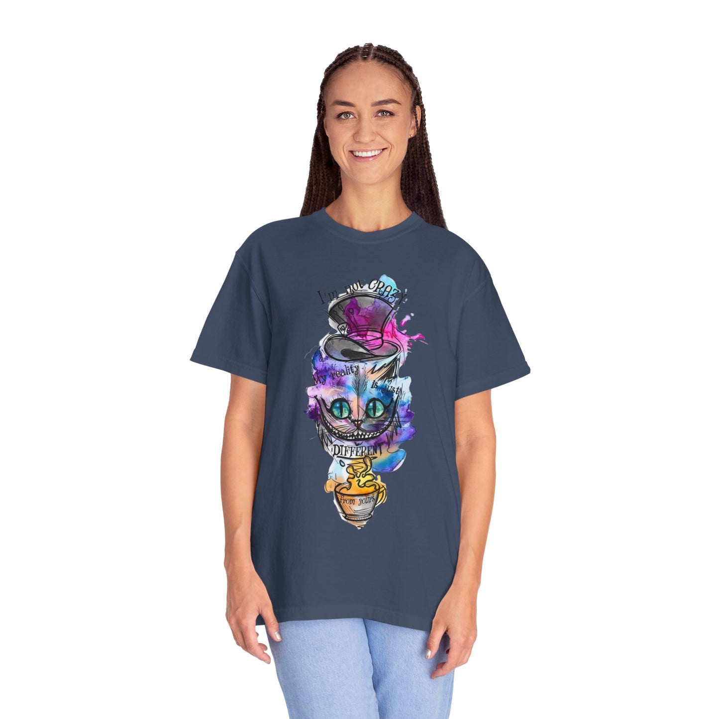 Person wearing the Personalized Cat With A Hat Country Music Graphic T-Shirt - Eco-Friendly Organic Cotton Tee at a music festival, showcasing its relaxed fit.