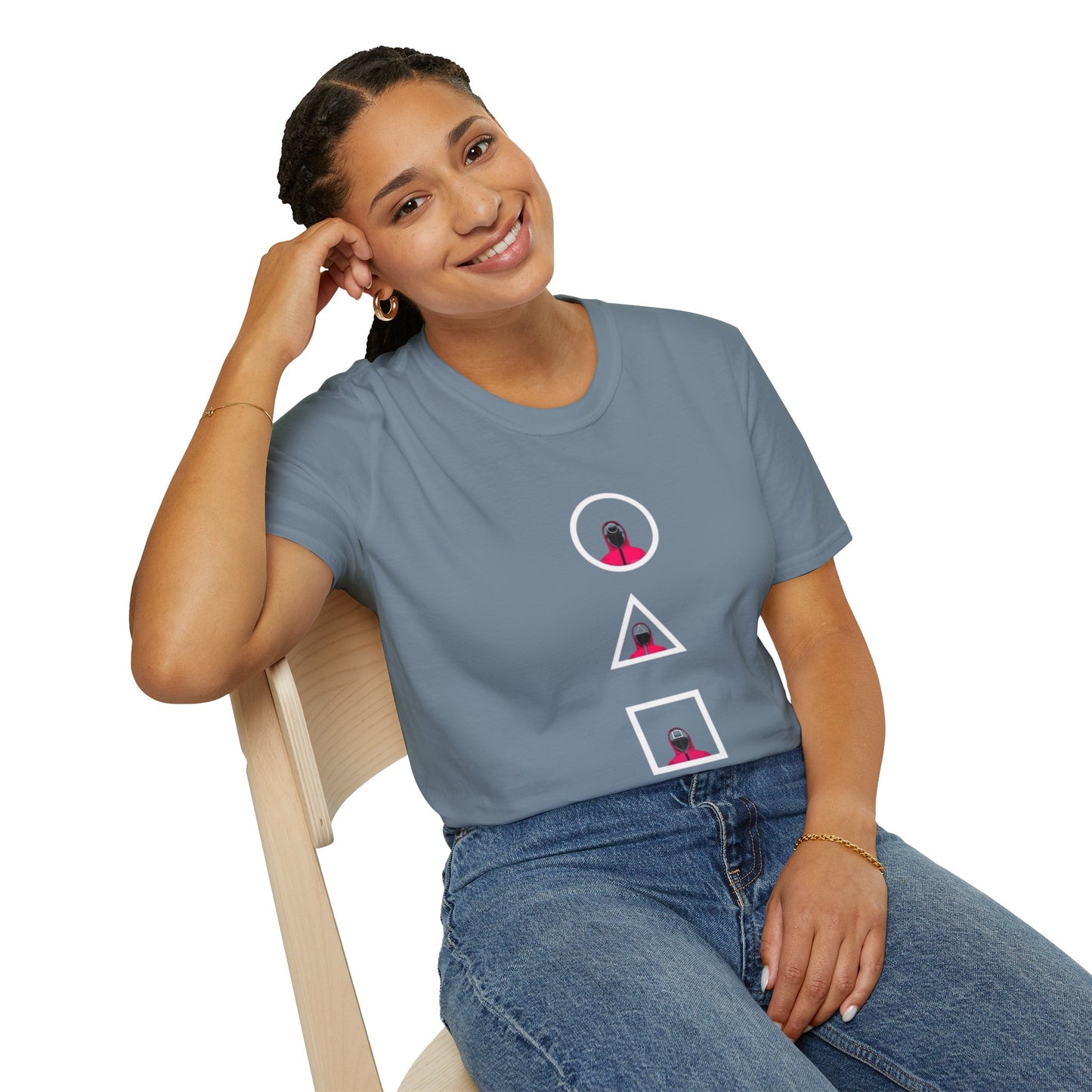 Unisex Softstyle T-Shirt - Eco-Friendly 100% Cotton Minimalist Graphic Tee styled for casual wear.