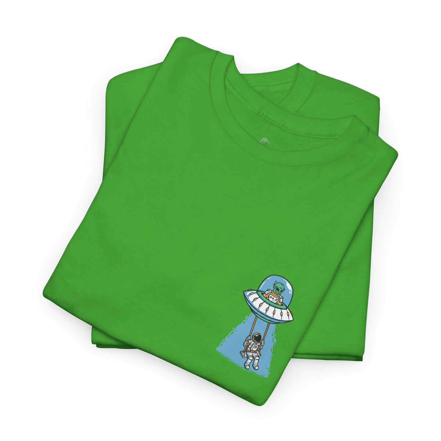 UFO Dancing in Space - Whimsical Unisex Heavy Cotton Tee with Playful Design