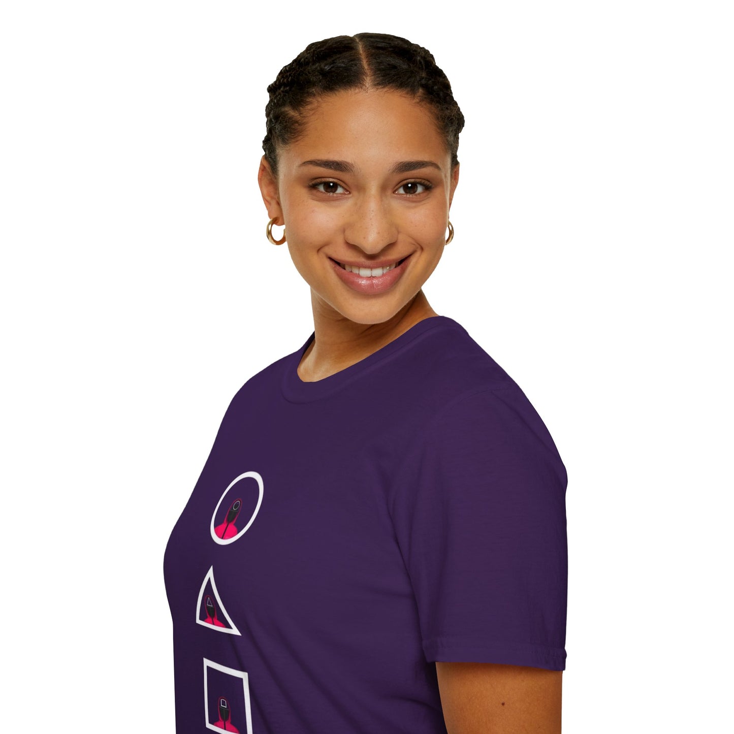 Unisex Softstyle T-Shirt - Eco-Friendly 100% Cotton Minimalist Graphic Tee for Casual Wear, showing the relaxed fit and ribbed collar detail.