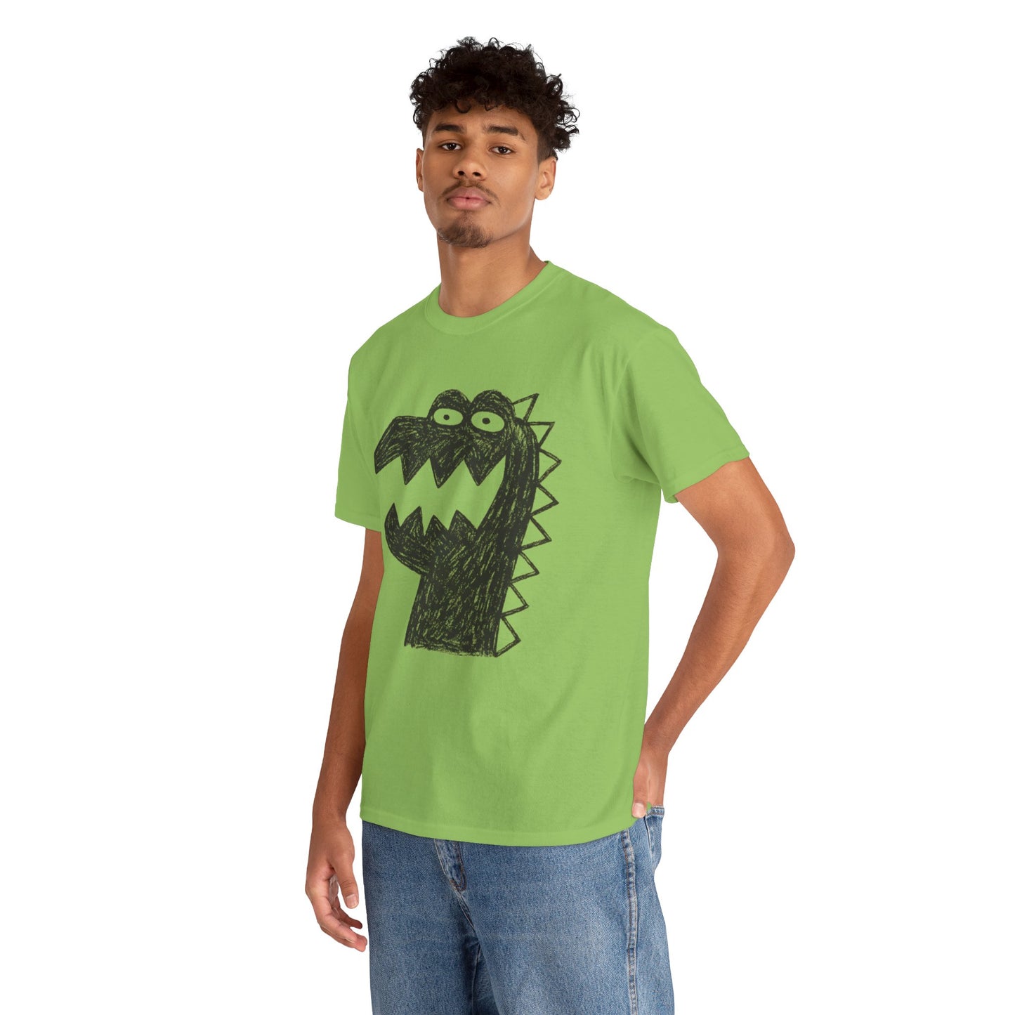 Dinosaur Graphic Tee, Unisex Cotton Shirt, Fun Casual Wear, Cute Monster Top, Gift for Kids and Teens, Birthday Celebration