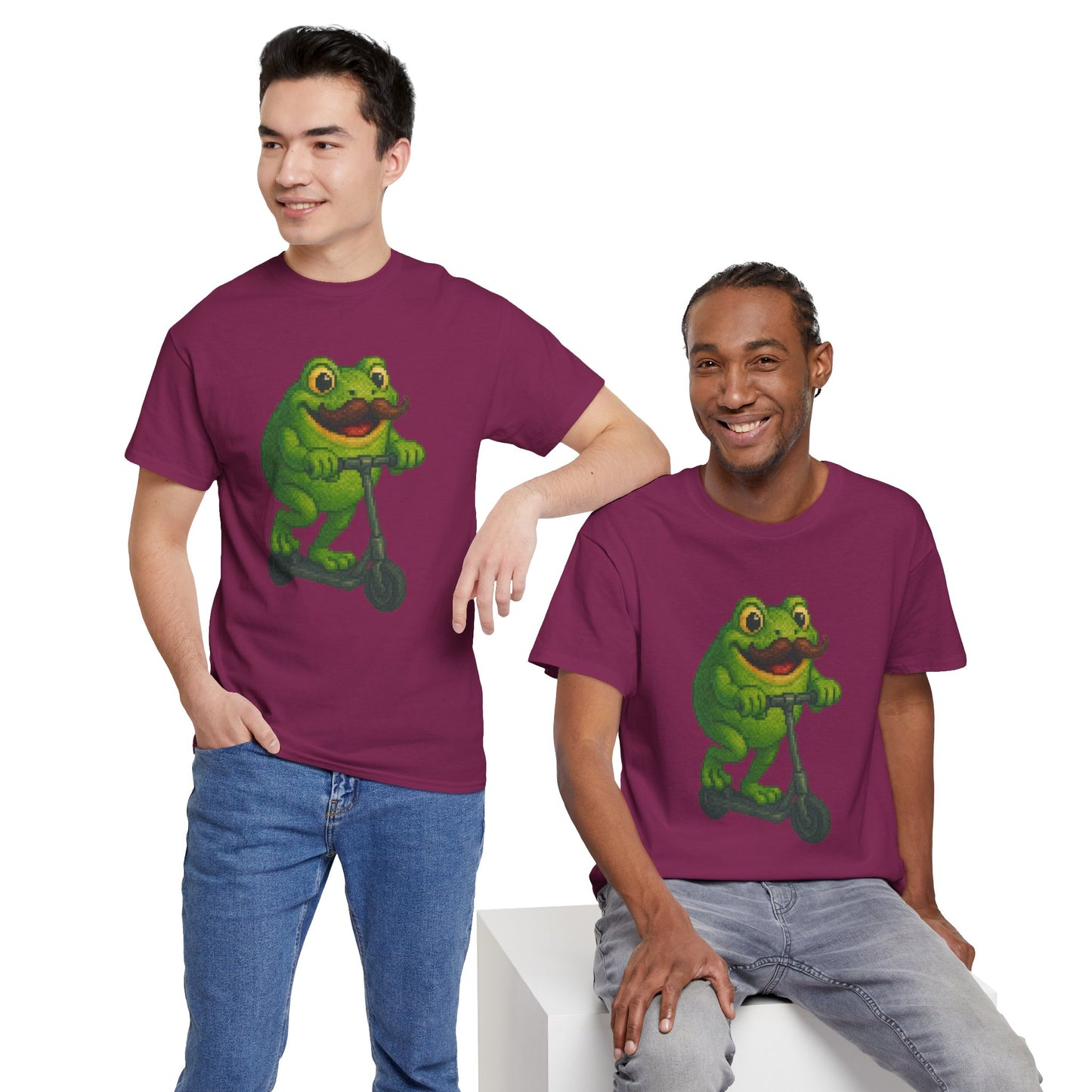 Fun Frog Scooter Tee - Unisex Heavy Cotton T-Shirt, Cute Animal Shirt, Gift for Kids & Teens, Funny Graphic Tee, Summer Wear