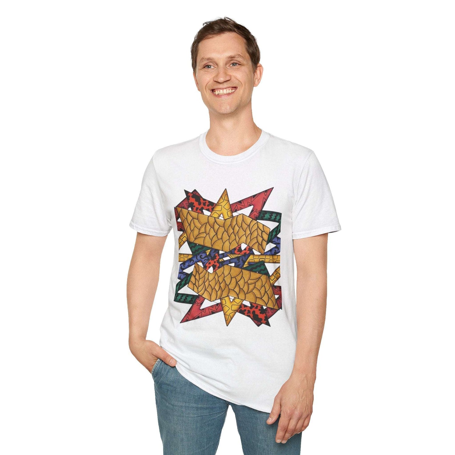Abstract Art Unisex Softstyle T-Shirt - Colorful Graphic Tee for Creative Souls By @Almatar.art