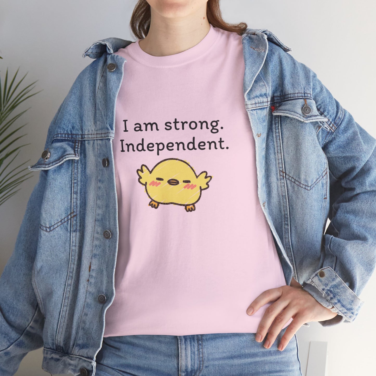 Empowering Chick Graphic Unisex Heavy Cotton Tee - "I am strong. Independent."