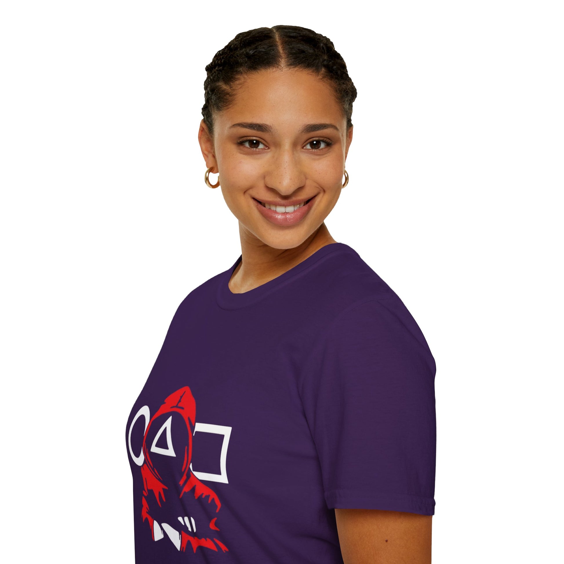 Close-up of Unisex Organic Cotton Softstyle T-Shirt highlighting the soft texture and classic crew neckline, perfect for casual wear.