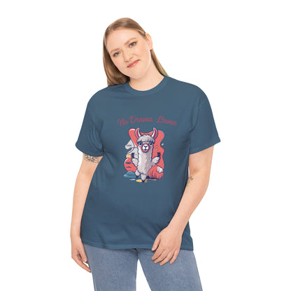 No Drama Llama Unisex Heavy Cotton Tee - Fun Graphic Tee for Casual Wear
