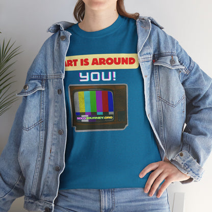 Retro Art Unisex Heavy Cotton Tee - Fun and Colorful Graphic T-Shirt for Art Lovers, Gift for Artists, Casual Wear, Art Inspired Apparel