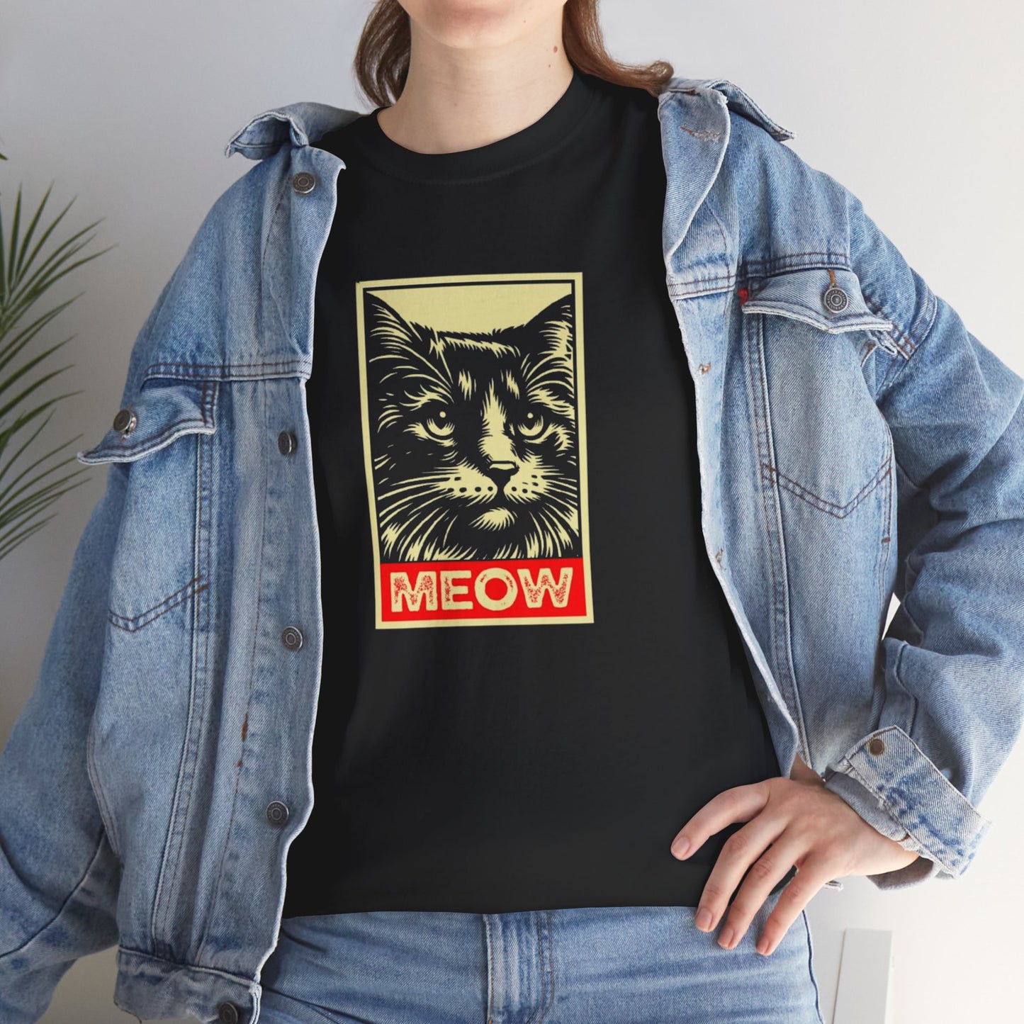 Retro Cat graphic Unisex Heavy Cotton Tshirt - MEOW Design