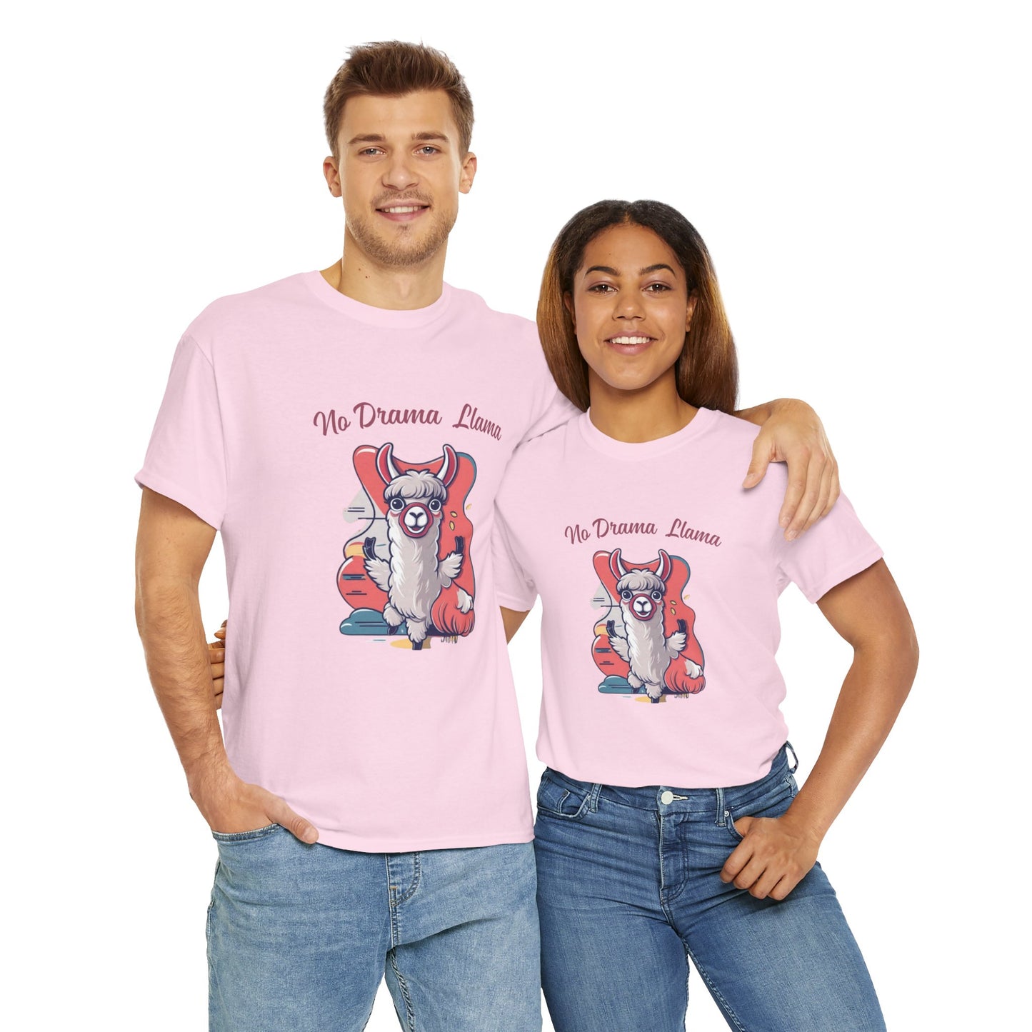No Drama Llama Unisex Heavy Cotton Tee - Fun Graphic Tee for Casual Wear