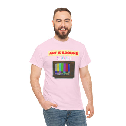 Retro Art Unisex Heavy Cotton Tee - Fun and Colorful Graphic T-Shirt for Art Lovers, Gift for Artists, Casual Wear, Art Inspired Apparel