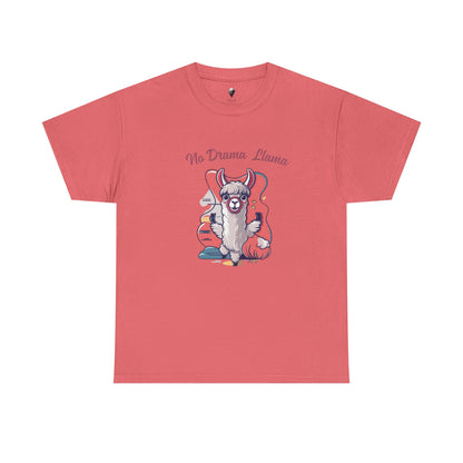 No Drama Llama Unisex Heavy Cotton Tee - Fun Graphic Tee for Casual Wear
