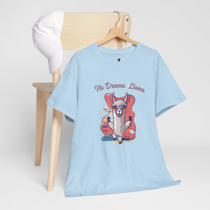 No Drama Llama Unisex Heavy Cotton Tee - Fun Graphic Tee for Casual Wear