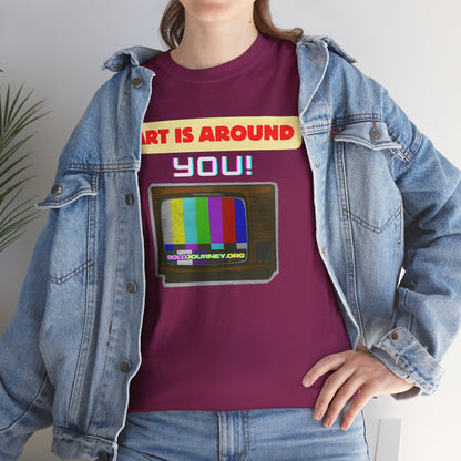 Retro Art Unisex Heavy Cotton Tee - Fun and Colorful Graphic T-Shirt for Art Lovers, Gift for Artists, Casual Wear, Art Inspired Apparel