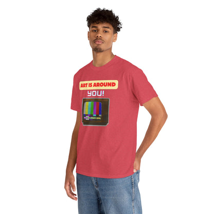Retro Art Unisex Heavy Cotton Tee - Fun and Colorful Graphic T-Shirt for Art Lovers, Gift for Artists, Casual Wear, Art Inspired Apparel