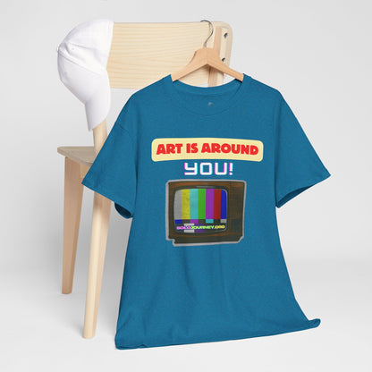 Retro Art Unisex Heavy Cotton Tee - Fun and Colorful Graphic T-Shirt for Art Lovers, Gift for Artists, Casual Wear, Art Inspired Apparel