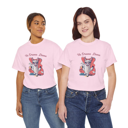 No Drama Llama Unisex Heavy Cotton Tee - Fun Graphic Tee for Casual Wear