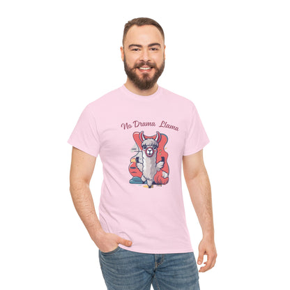 No Drama Llama Unisex Heavy Cotton Tee - Fun Graphic Tee for Casual Wear