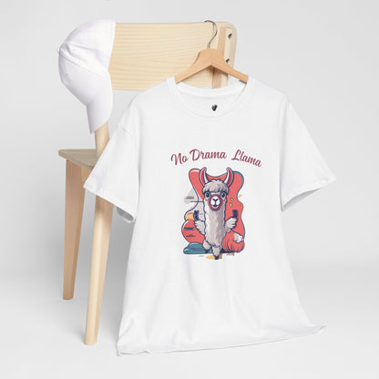 No Drama Llama Unisex Heavy Cotton Tee - Fun Graphic Tee for Casual Wear