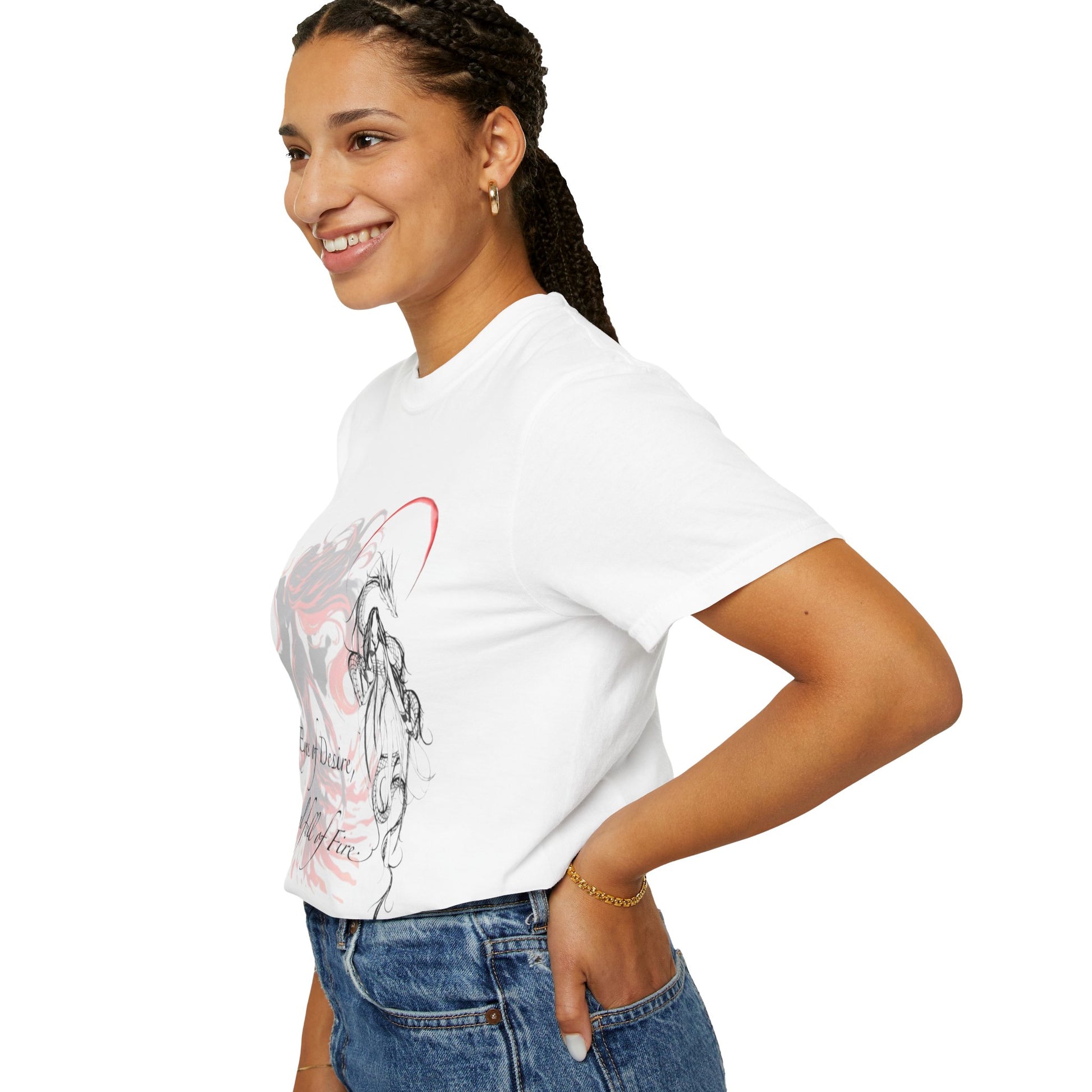 Casual wear featuring Pink Aurora Design Unisex T-Shirt, ideal for eco-conscious individuals seeking stylish comfort in everyday attire.