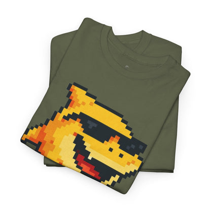 Retro Pixel Baby Shark Unisex Heavy Cotton Tee, Fun Graphic Tee, Gamer Shirt, Gift for Shark Lovers, Summer Casual Wear, Retro T-Shirt